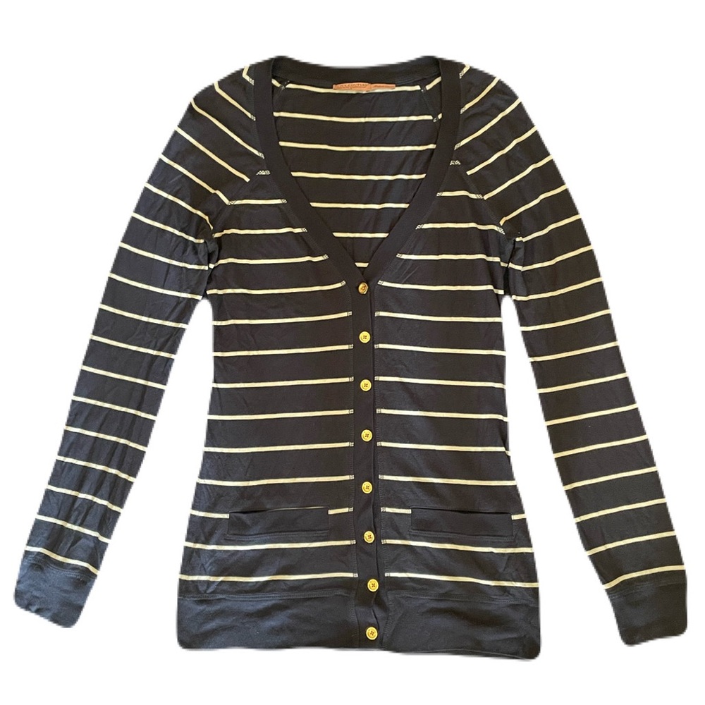 JUICY COUTURE Vintage Y2K Navy/White Striped Button Down Long Sleeve Cardigan